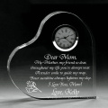 Personalized Custom Cheap Crystal Gifts Heart Shape Clock for Souvenir